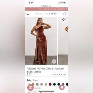 Tatiana Velvet One Shoulder Maxi Dress